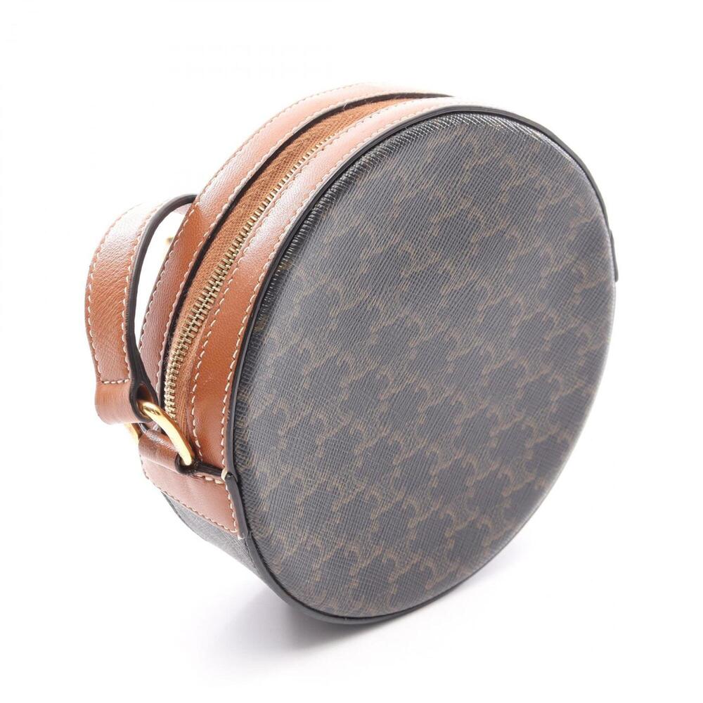 Celine Triomphe Round Purse Shoulder Bag Handbag Coated Canvas Leather Women'... - Picture 2 of 8